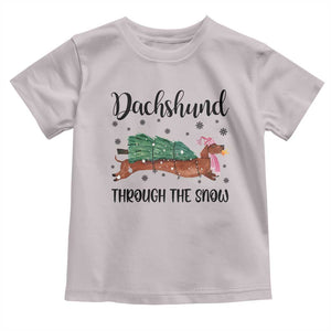 Funny Christmas Wiener Dog Baby Shirt Dachshund Through The Snow Xmas Tree TS11 Ice Gray Print Your Wear