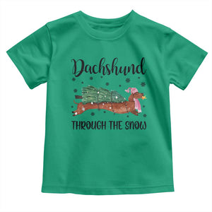 Funny Christmas Wiener Dog Baby Shirt Dachshund Through The Snow Xmas Tree TS11 Irish Green Print Your Wear