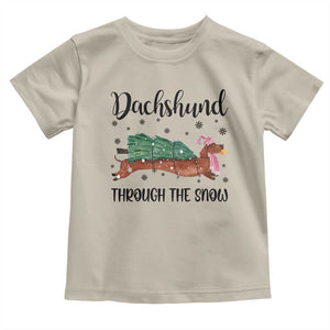 Funny Christmas Wiener Dog Baby Shirt Dachshund Through The Snow Xmas Tree TS11 Sand Print Your Wear