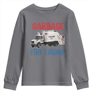 Garbage For Trump 2024 Youth Sweatshirt Vintage Truck American Flag TS11 Charcoal Print Your Wear