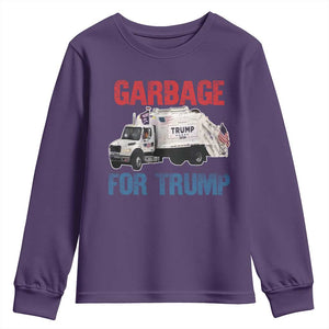 Garbage For Trump 2024 Youth Sweatshirt Vintage Truck American Flag TS11 Purple Print Your Wear