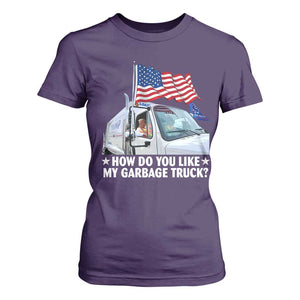 Funny Trump Garbage 2024 T Shirt For Women How Do You Like My Garbage Truck American Flag TS11 Purple Print Your Wear