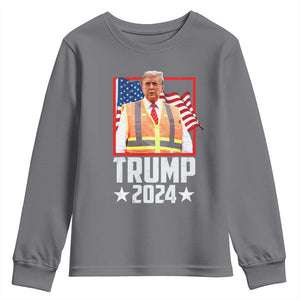 Funny Trump Garbage 2024 Youth Sweatshirt American Flag TS11 Charcoal Print Your Wear