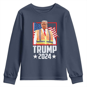 Funny Trump Garbage 2024 Youth Sweatshirt American Flag TS11 Navy Print Your Wear