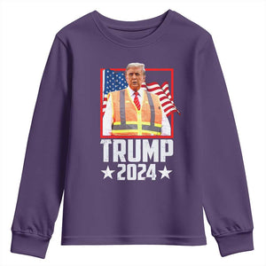 Funny Trump Garbage 2024 Youth Sweatshirt American Flag TS11 Purple Print Your Wear