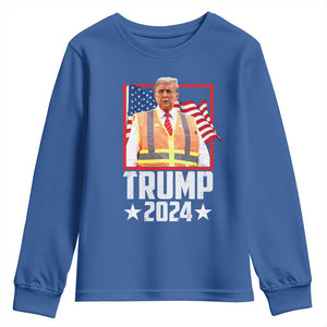 Funny Trump Garbage 2024 Youth Sweatshirt American Flag TS11 Royal Blue Print Your Wear