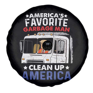Funny Trump Garbage 2024 Spare Tire Cover America's Favorite Garbage Man Clean Up America TS11 Print Your Wear
