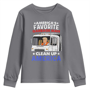 Funny Trump Garbage 2024 Youth Sweatshirt America's Favorite Garbage Man Clean Up America TS11 Charcoal Print Your Wear