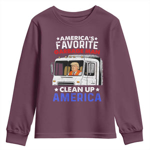 Funny Trump Garbage 2024 Youth Sweatshirt America's Favorite Garbage Man Clean Up America TS11 Maroon Print Your Wear