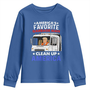 Funny Trump Garbage 2024 Youth Sweatshirt America's Favorite Garbage Man Clean Up America TS11 Royal Blue Print Your Wear
