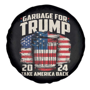 Garbage For Trump 2024 Spare Tire Cover Take America Back America Flag TS11 Print Your Wear