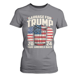 Garbage For Trump 2024 T Shirt For Women Take America Back America Flag TS11 Charcoal Print Your Wear