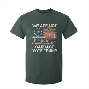 Funny Trump Garbage 2024 T Shirt For Kid We Are Not Garbage Vote Trump Betsy Ross Flag TS11 Dark Forest Green Print Your Wear