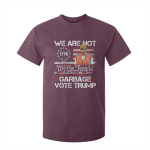 Funny Trump Garbage 2024 T Shirt For Kid We Are Not Garbage Vote Trump Betsy Ross Flag TS11 Maroon Print Your Wear