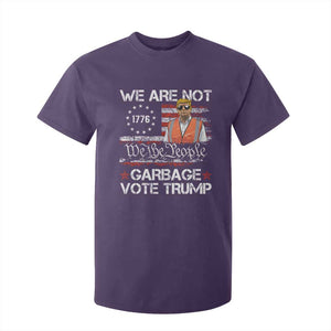 Funny Trump Garbage 2024 T Shirt For Kid We Are Not Garbage Vote Trump Betsy Ross Flag TS11 Purple Print Your Wear