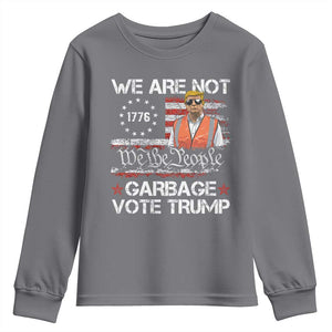 Funny Trump Garbage 2024 Youth Sweatshirt We Are Not Garbage Vote Trump Betsy Ross Flag TS11 Charcoal Print Your Wear