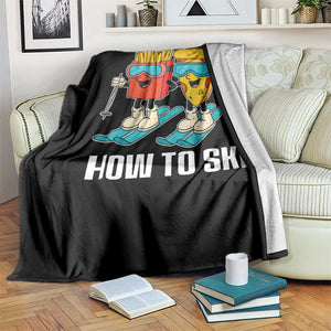 Funny Skiing Food Lover Throw Blanket How To Ski Pizza French Fries Skier TS11 Print Your Wear