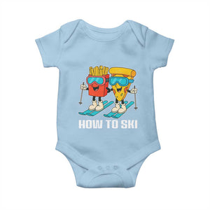 Funny Skiing Food Lover Baby Onesie How To Ski Pizza French Fries Skier TS11 Light Blue Print Your Wear
