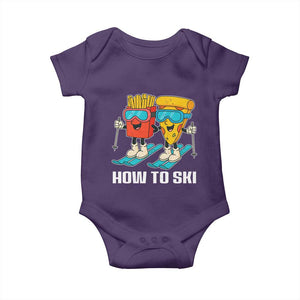Funny Skiing Food Lover Baby Onesie How To Ski Pizza French Fries Skier TS11 Purple Print Your Wear
