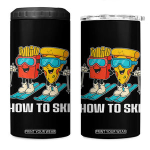 Funny Skiing Food Lover 4 in 1 Can Cooler Tumbler How To Ski Pizza French Fries Skier TS11 One Size: 16 oz Black Print Your Wear