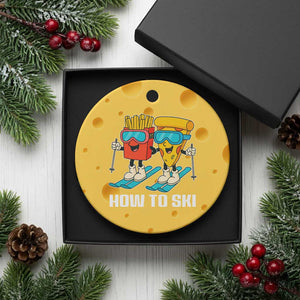 Funny Skiing Food Lover Ceramic Ornament How To Ski Pizza French Fries Skier TS11 1pc Yellow Cheese Print Your Wear