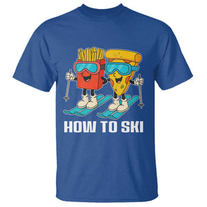 Funny Skiing Food Lover T Shirt How To Ski Pizza French Fries Skier TS11 Royal Blue Print Your Wear