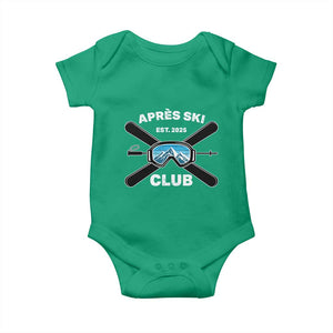 Apres Ski Club 2025 Baby Onesie Skiing Winter Sport Mountain TS11 Irish Green Print Your Wear