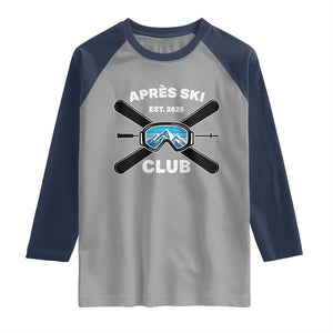 Apres Ski Club 2025 Raglan Shirt Skiing Winter Sport Mountain TS11 Sport Gray Navy Print Your Wear
