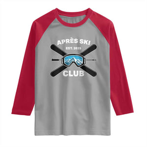 Apres Ski Club 2025 Raglan Shirt Skiing Winter Sport Mountain TS11 Sport Gray Red Print Your Wear