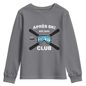 Apres Ski Club 2025 Youth Sweatshirt Skiing Winter Sport Mountain TS11 Charcoal Print Your Wear