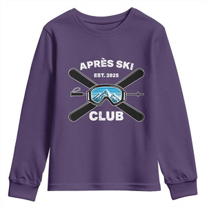 Apres Ski Club 2025 Youth Sweatshirt Skiing Winter Sport Mountain TS11 Purple Print Your Wear