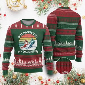 Funny Skiing Dad Ugly Christmas Sweater Got Passed By My Daughter Retro Vintage TS11 Red Green Print Your Wear