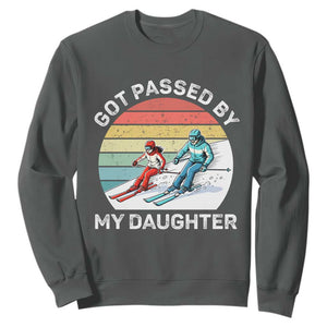 Funny Skiing Dad Sweatshirt Got Passed By My Daughter Retro Vintage TS11 Dark Heather Print Your Wear