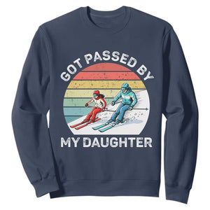 Funny Skiing Dad Sweatshirt Got Passed By My Daughter Retro Vintage TS11 Navy Print Your Wear