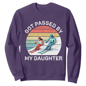 Funny Skiing Dad Sweatshirt Got Passed By My Daughter Retro Vintage TS11 Purple Print Your Wear