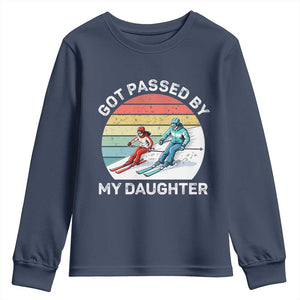 Funny Skiing Dad Youth Sweatshirt Got Passed By My Daughter Retro Vintage TS11 Navy Print Your Wear