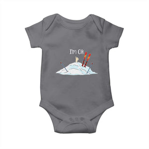 Funny Skiing Snowboarding Baby Onesie I Am Okay Ski Crash Winter Sport TS11 Charcoal Print Your Wear
