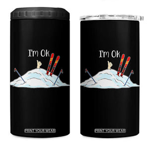 Funny Skiing Snowboarding 4 in 1 Can Cooler Tumbler I Am Okay Ski Crash Winter Sport TS11 One Size: 16 oz Black Print Your Wear