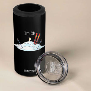 Funny Skiing Snowboarding 4 in 1 Can Cooler Tumbler I Am Okay Ski Crash Winter Sport TS11 Print Your Wear