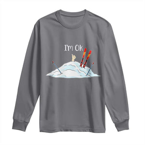 Funny Skiing Snowboarding Long Sleeve Shirt I Am Okay Ski Crash Winter Sport TS11 Charcoal Print Your Wear