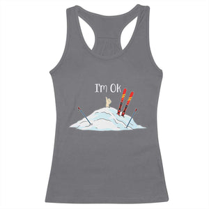 Funny Skiing Snowboarding Racerback Tank Top I Am Okay Ski Crash Winter Sport TS11 Charcoal Print Your Wear