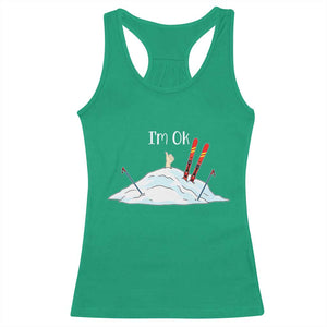Funny Skiing Snowboarding Racerback Tank Top I Am Okay Ski Crash Winter Sport TS11 Irish Green Print Your Wear