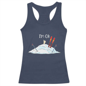 Funny Skiing Snowboarding Racerback Tank Top I Am Okay Ski Crash Winter Sport TS11 Navy Print Your Wear
