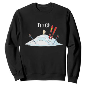 Funny Skiing Snowboarding Sweatshirt I Am Okay Ski Crash Winter Sport TS11 Black Print Your Wear