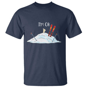 Funny Skiing Snowboarding T Shirt I Am Okay Ski Crash Winter Sport TS11 Navy Print Your Wear