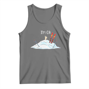 Funny Skiing Snowboarding Tank Top I Am Okay Ski Crash Winter Sport TS11 Black Heather Print Your Wear