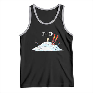 Funny Skiing Snowboarding Tank Top I Am Okay Ski Crash Winter Sport TS11 Black Athletic Heather Print Your Wear