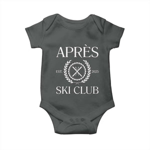 Apres Ski Club 2025 Baby Onesie Winter Vacation Drinking Party TS11 Dark Heather Print Your Wear
