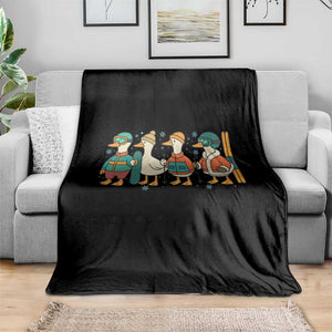 Funny Ski Snowboard Goose Throw Blanket Up To Snow Good Winter Sport TS11 Print Your Wear