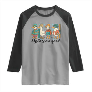Funny Ski Snowboard Goose Raglan Shirt Up To Snow Good Winter Sport TS11 Sport Gray Black Print Your Wear